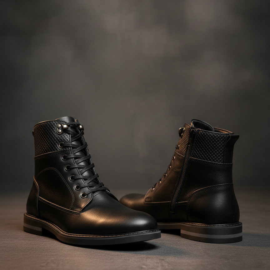 Botas Hombre Negras de Estilo Urbano – Caña Media con Diseño Moderno y Suela Antideslizante